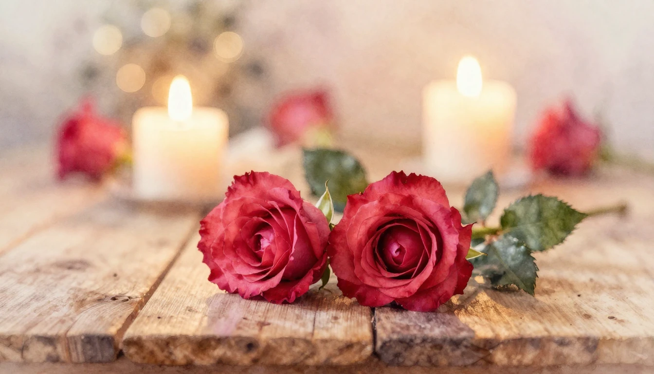 A soft and ethereal watercolor painting of two delicate red ...