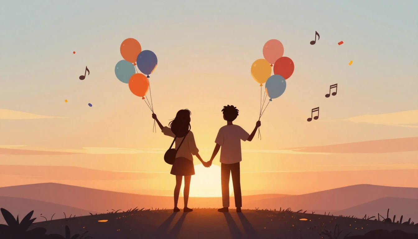 A warm and festive illustration celebrating friendship. Two ...