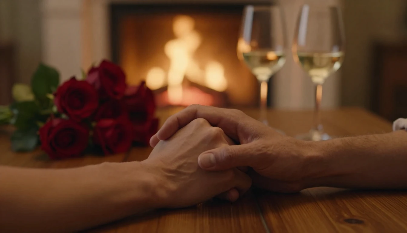 A close-up cinematic shot of two hands holding each other ti...
