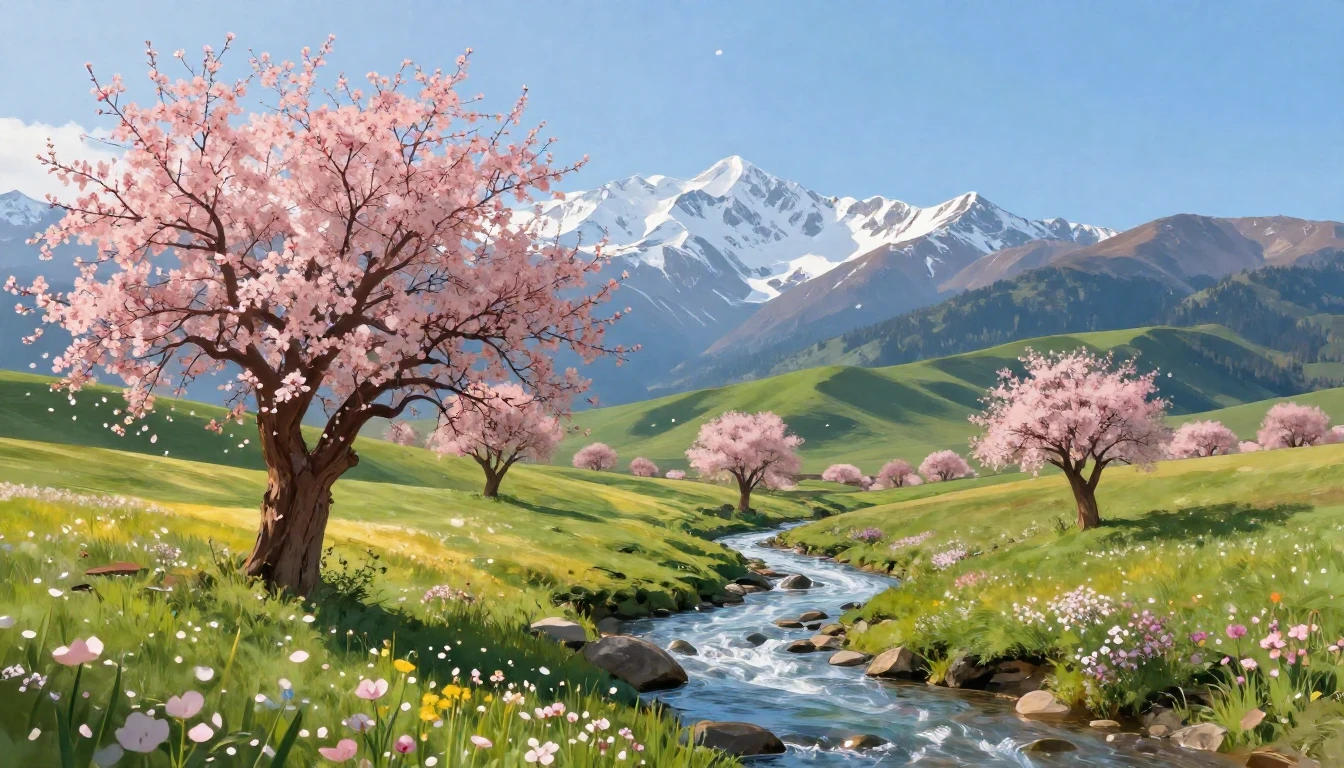 A breathtaking landscape celebrating the arrival of spring. ...