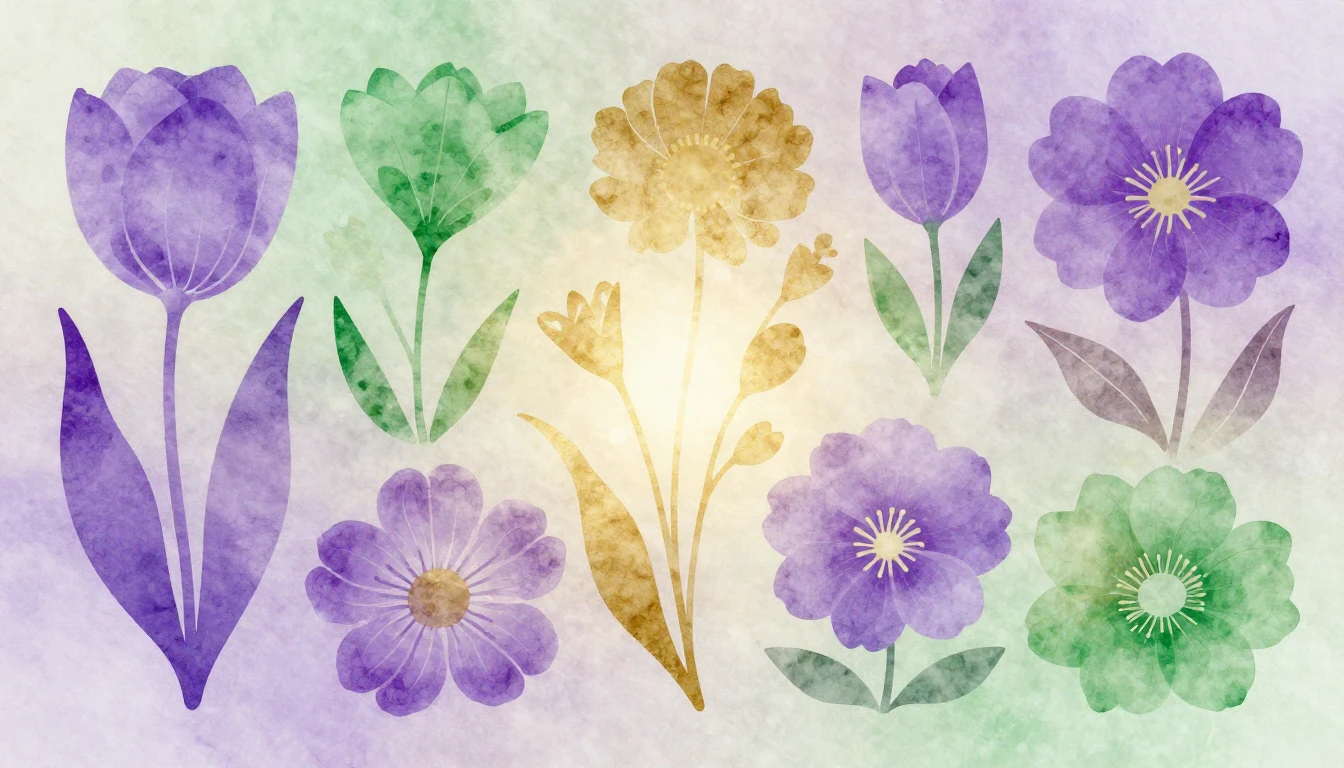 An artistic representation of diverse floral silhouettes blo...