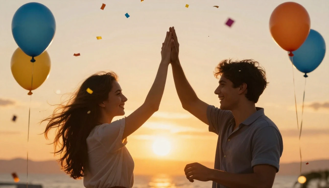 A vibrant and festive scene symbolizing friendship and celeb...