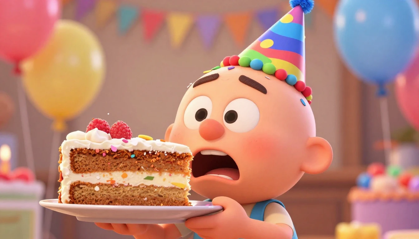 A vibrant and humorous 3D animated close-up shot in the styl...