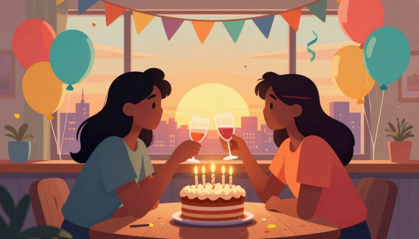 A heartwarming digital art illustration depicting a celebrat...