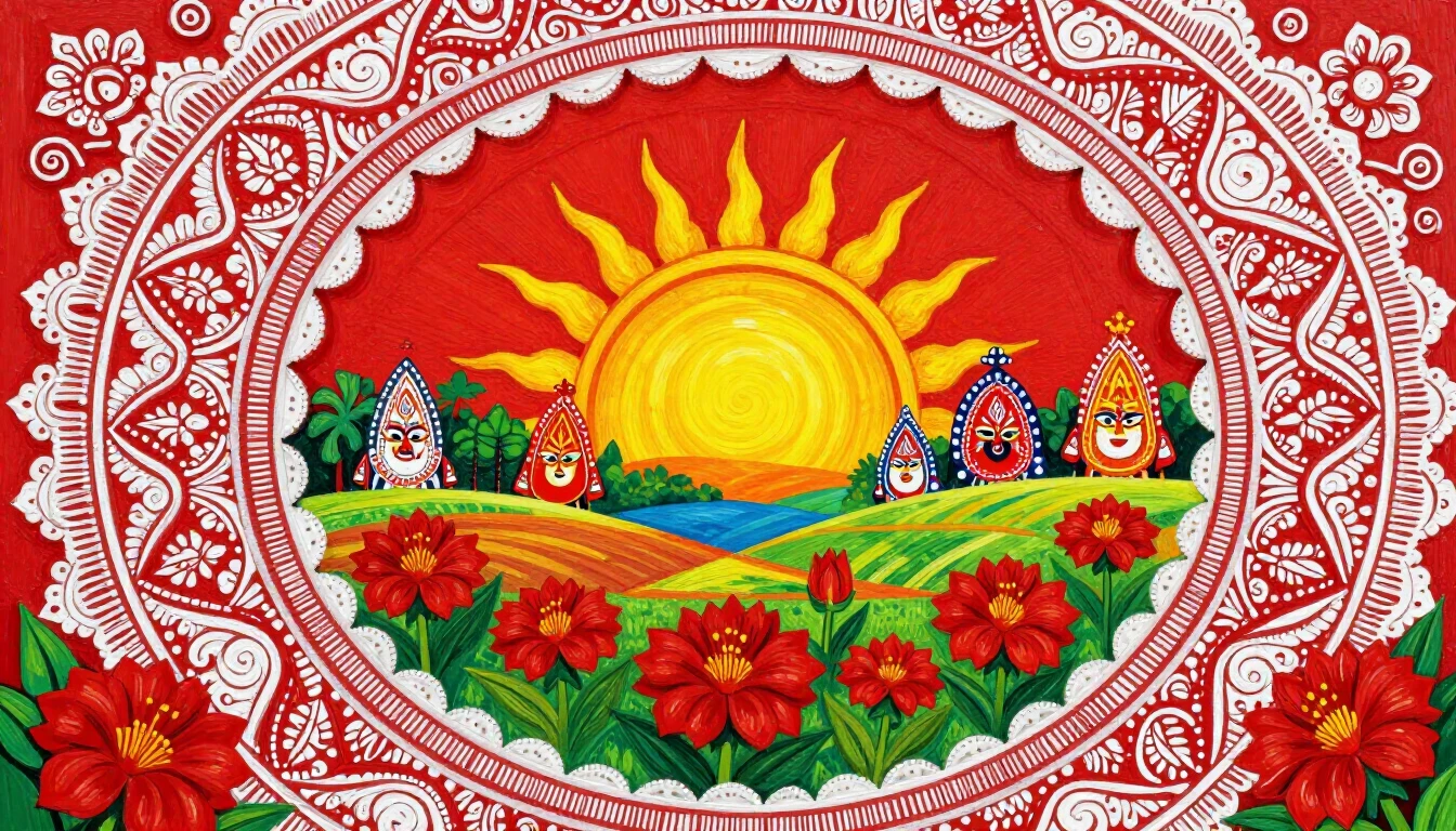 A vibrant and colorful composition celebrating the Bengali N...