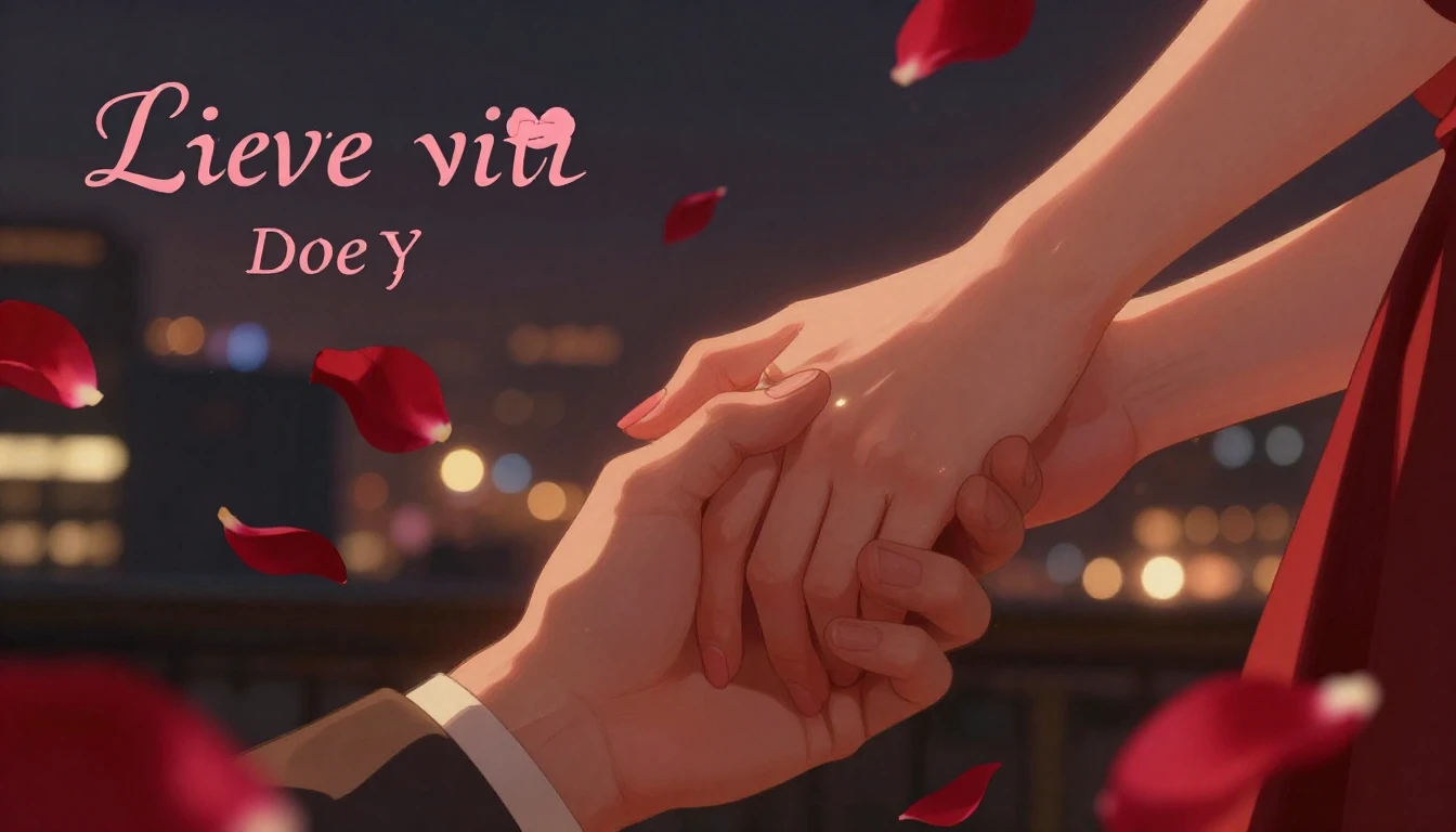 A romantic and intimate scene for a music album cover. A clo...