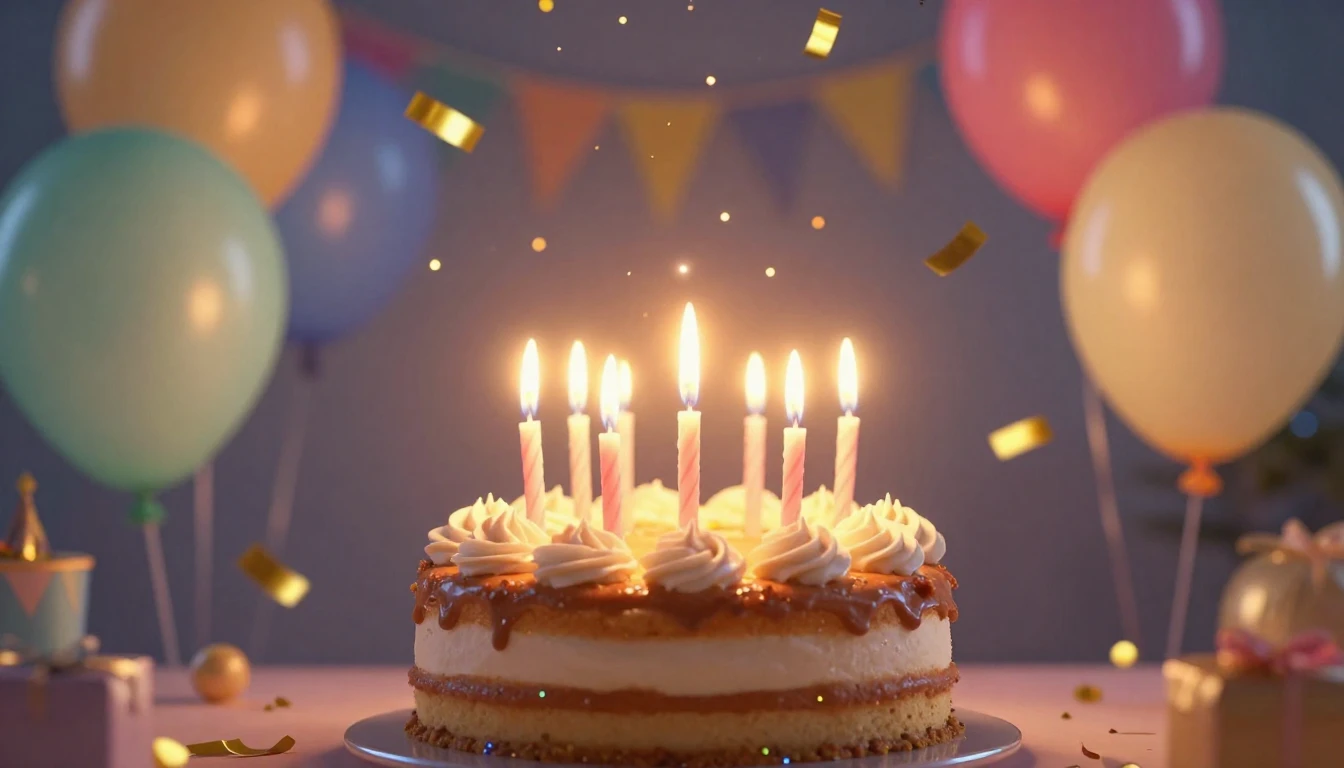 A vibrant and magical birthday celebration concept art, a de...