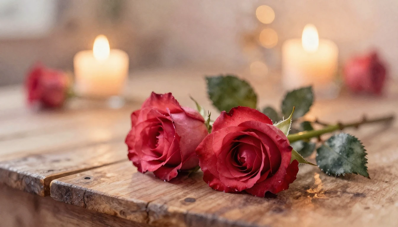 A soft and ethereal watercolor painting of two delicate red ...