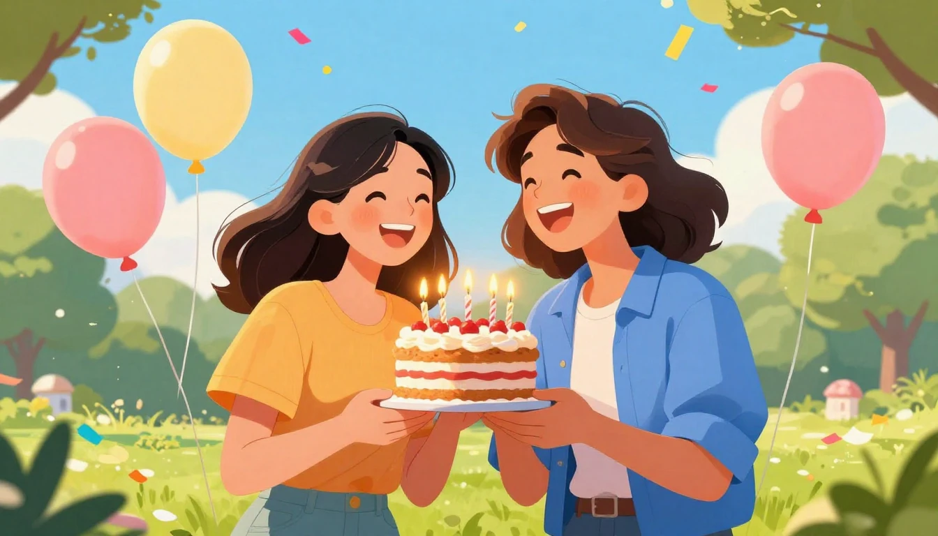 A heartwarming scene of two best friends celebrating a birth...