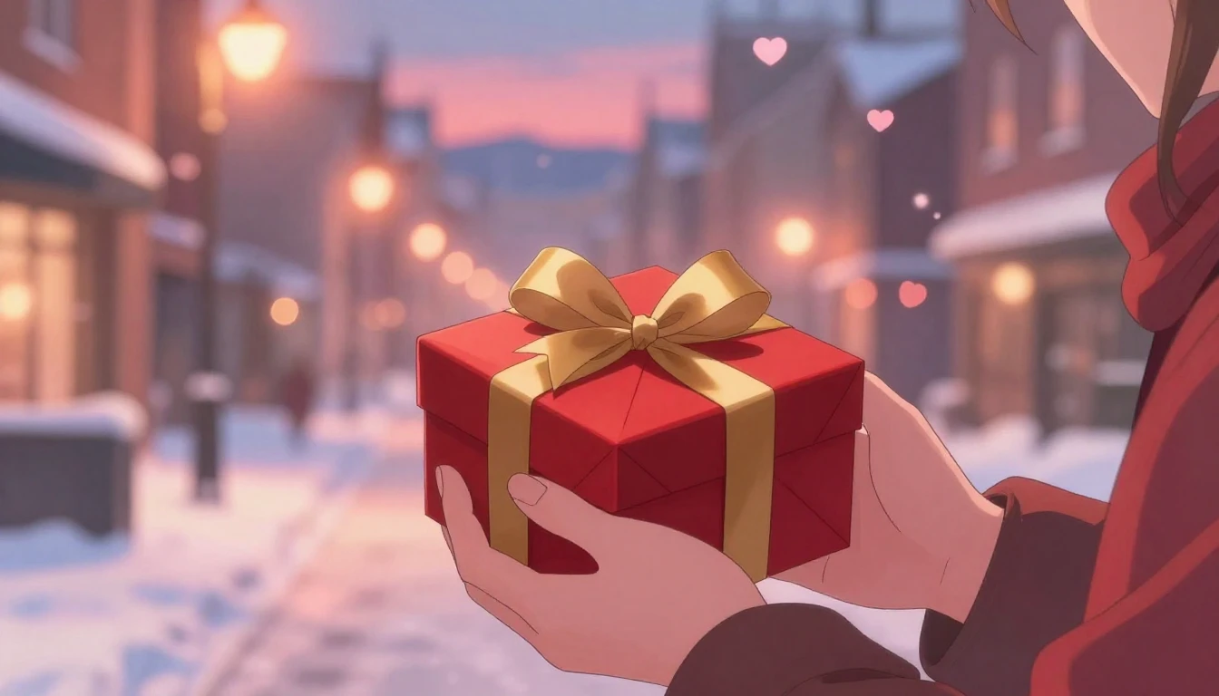 A romantic high-quality anime illustration for a Valentine's...