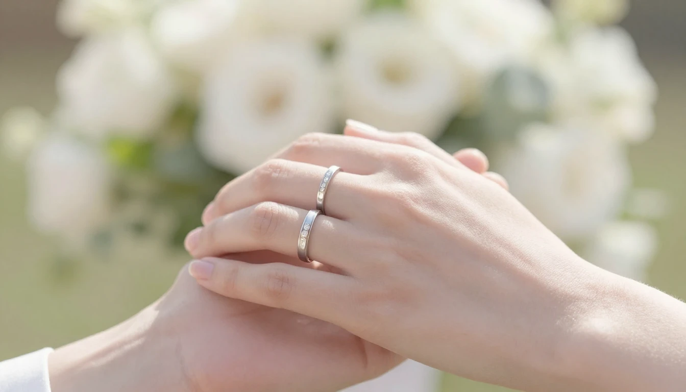 A beautiful, close-up shot of two hands holding each other g...