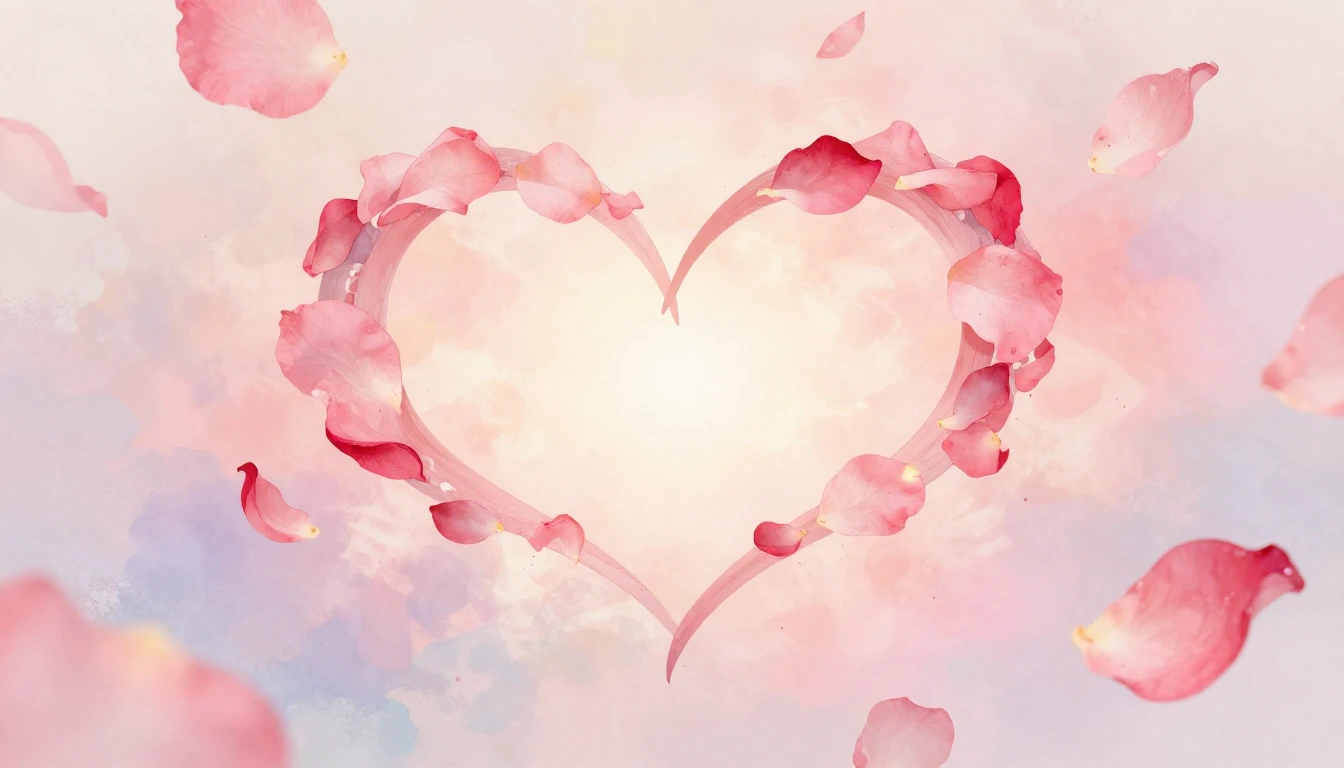 A delicate and romantic scene featuring two stylized hearts ...