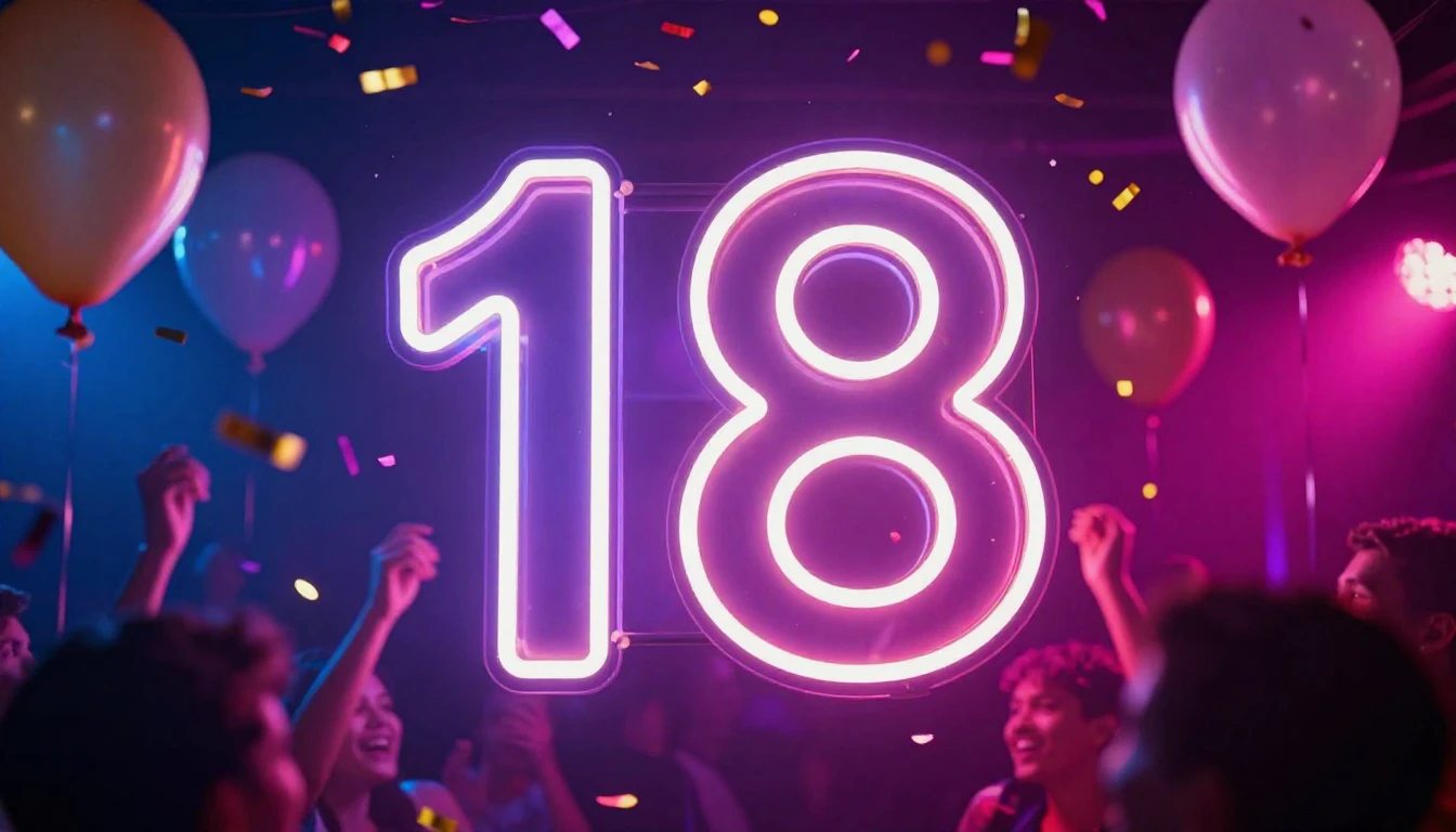 A vibrant and energetic party scene focusing on a large, glo...