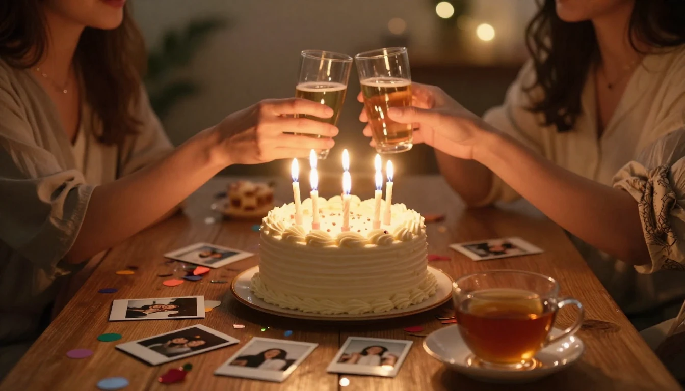 A heartwarming and aesthetic scene of a birthday celebration...