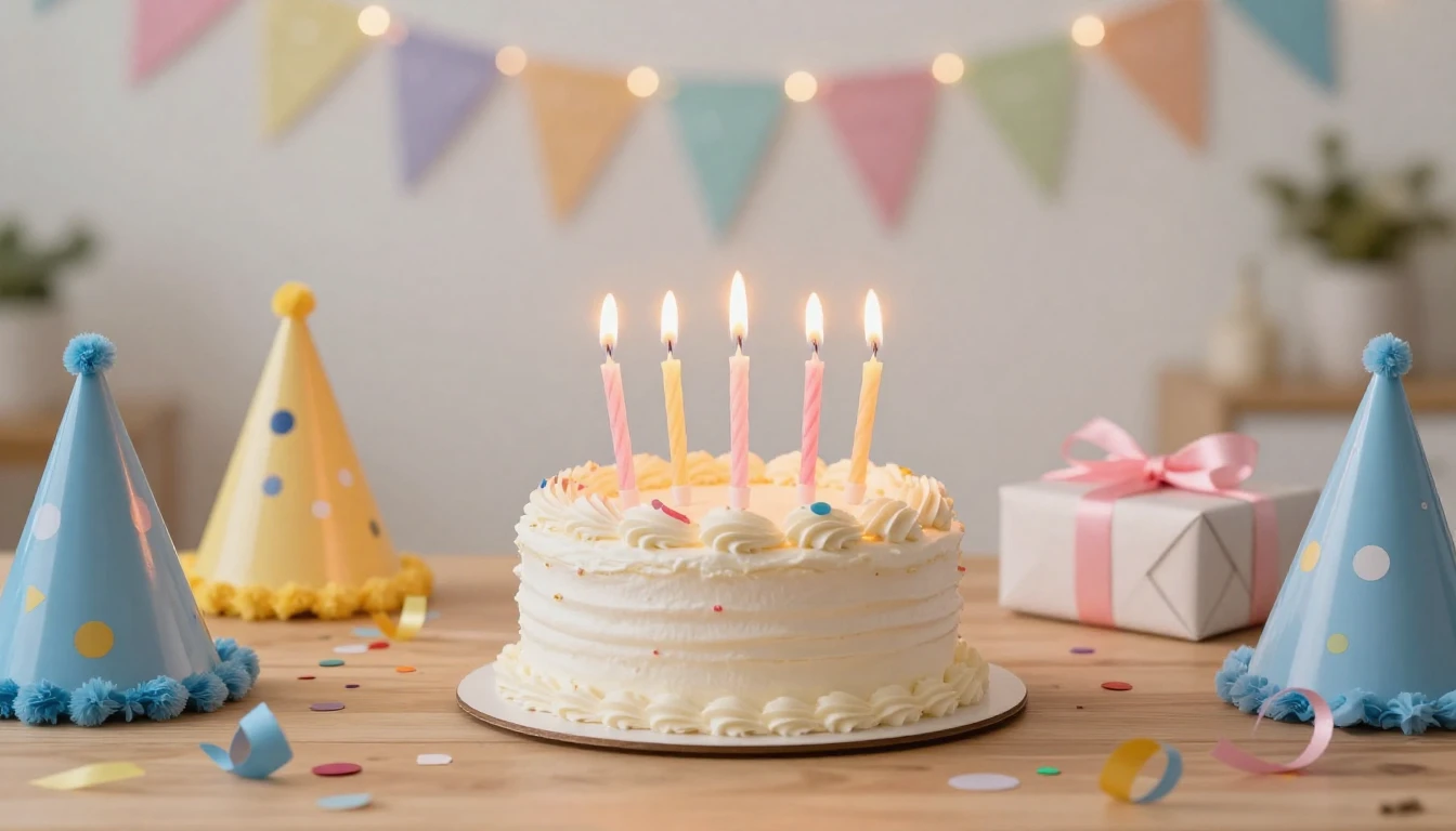 A warm and cheerful birthday celebration scene, focusing on ...