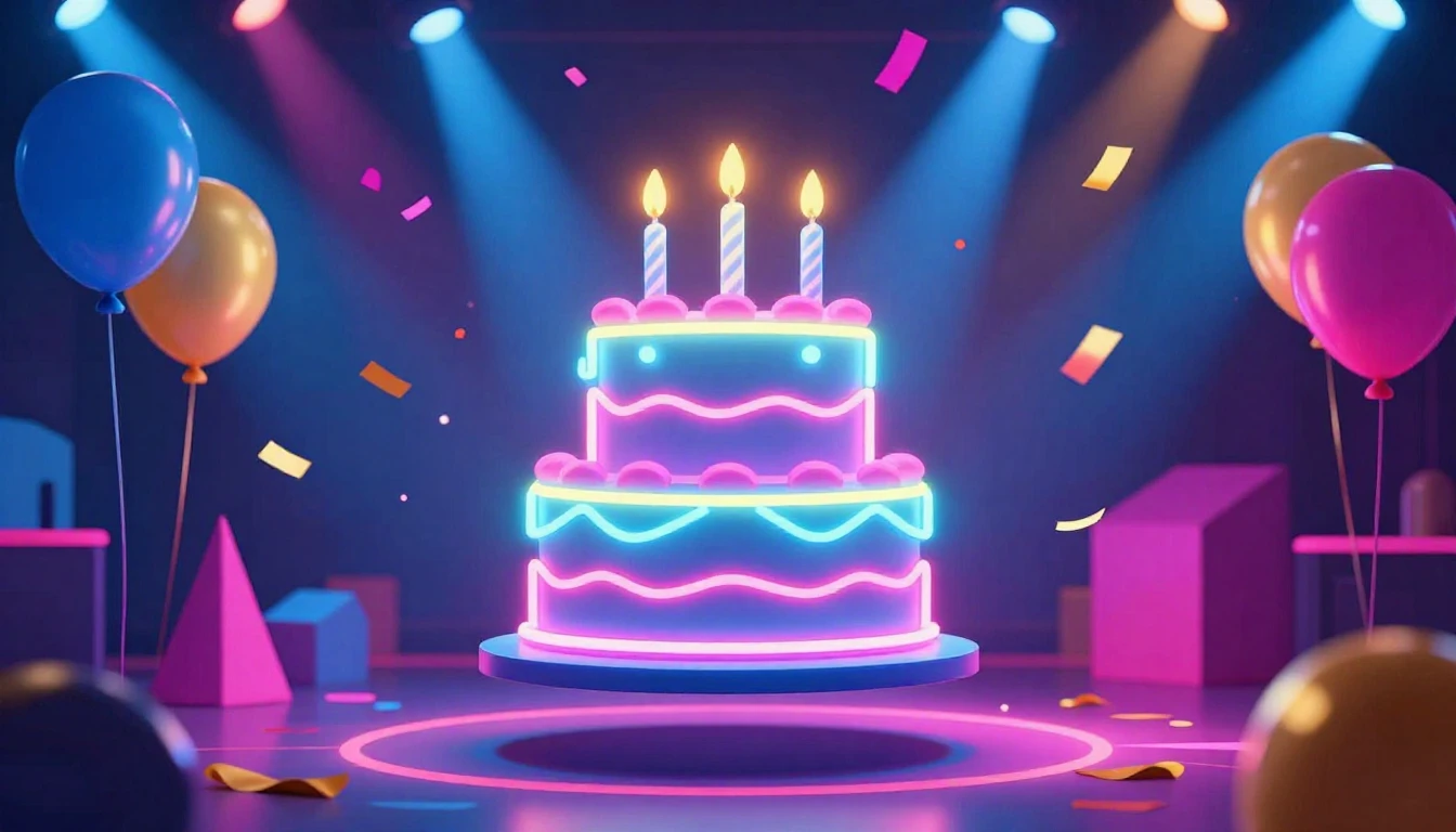 A vibrant and energetic birthday celebration scene featuring...