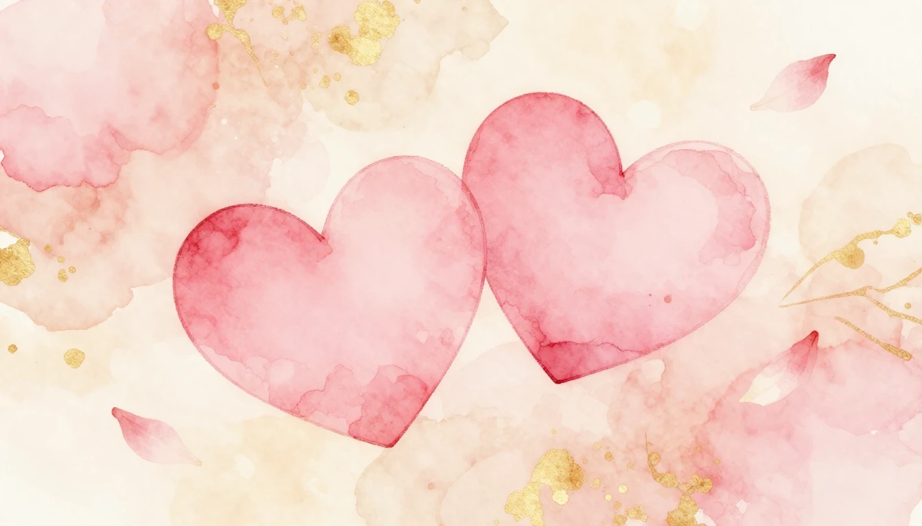 A beautiful watercolor illustration of two soft pink hearts ...