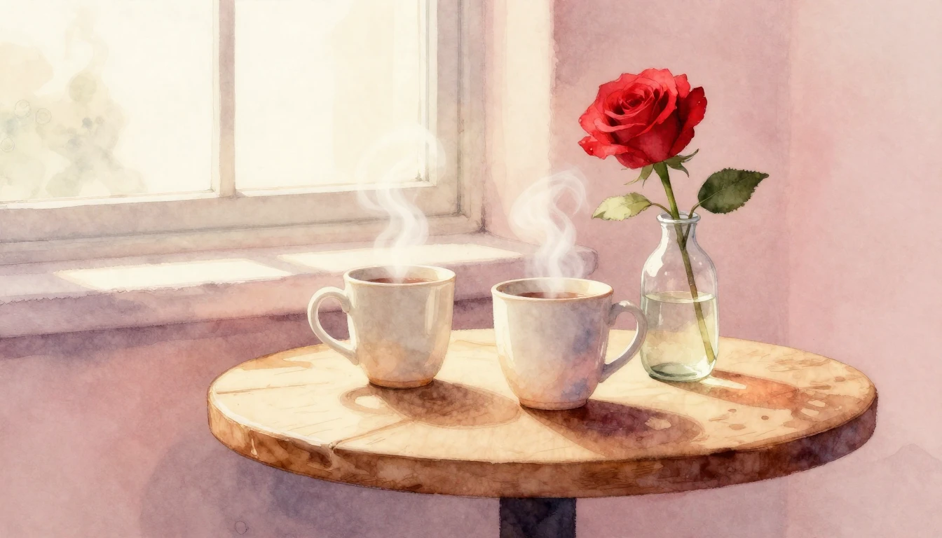 A soft and dreamy watercolor illustration of a cozy indoor s...