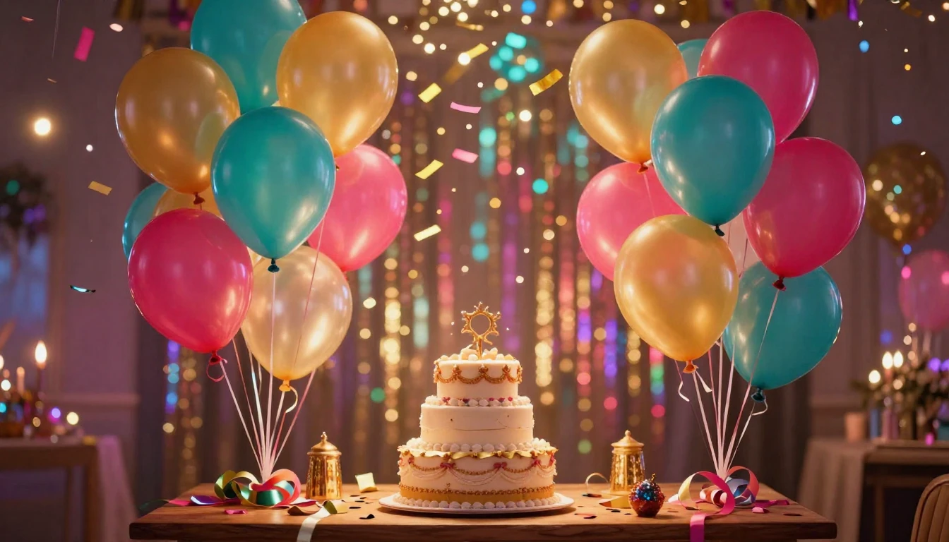 A festive and colorful scene depicting a vibrant celebration...