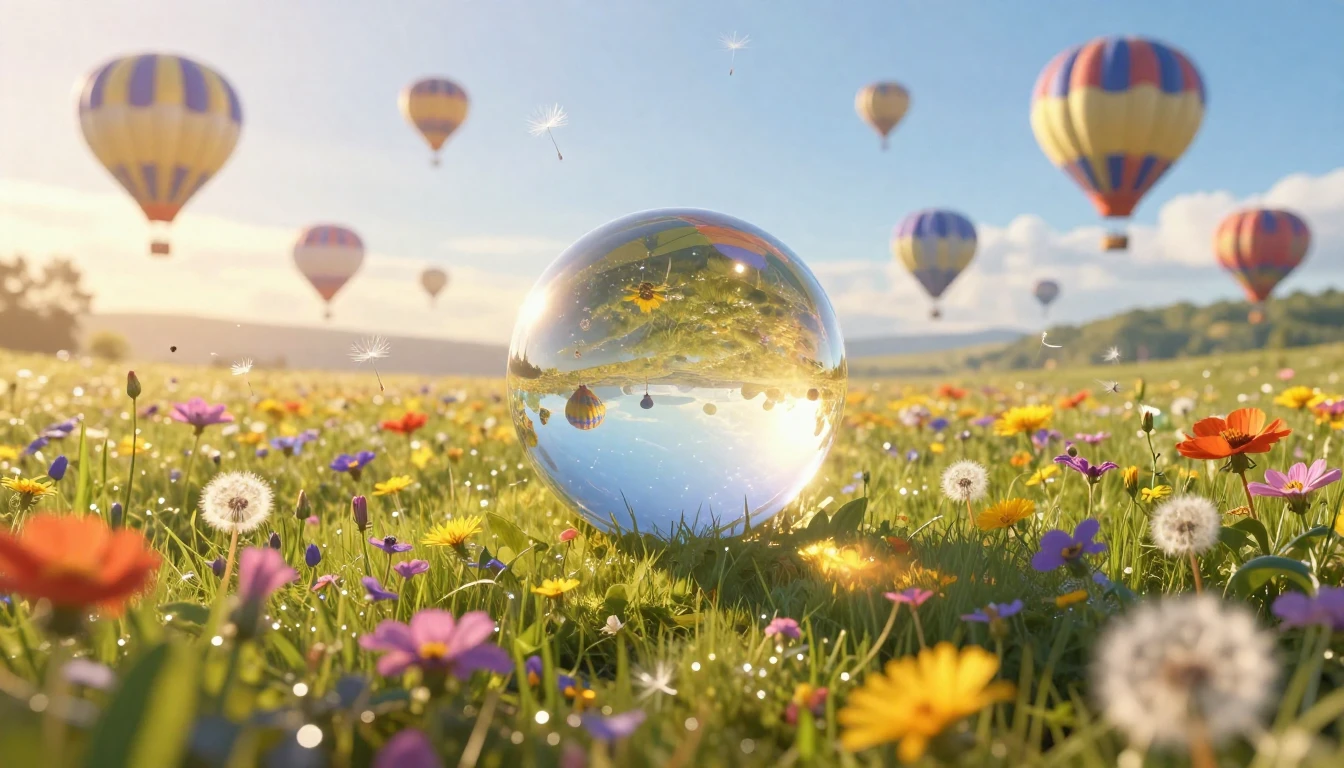 A vibrant and sprawling meadow filled with a kaleidoscope of...