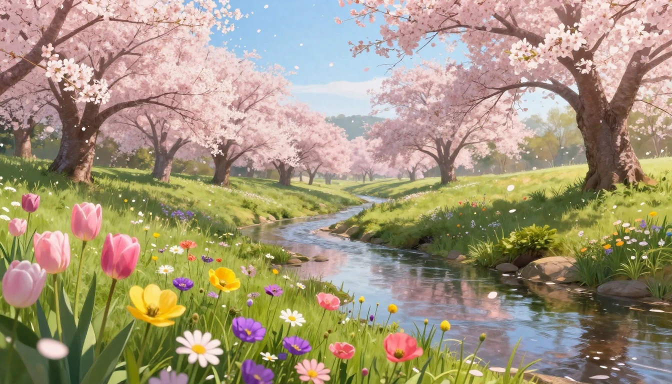 A breathtaking landscape capturing the peak of spring. In th...