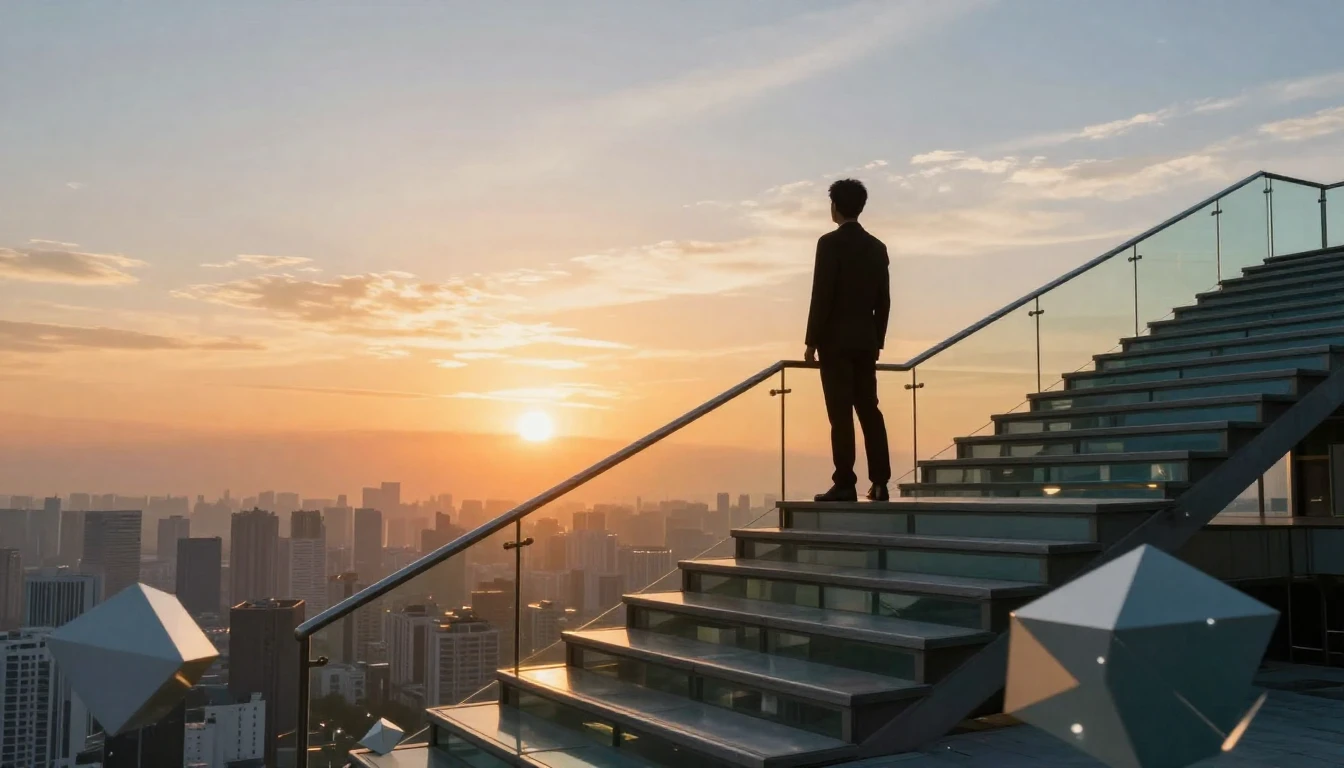 A cinematic and inspiring image symbolizing career success a...