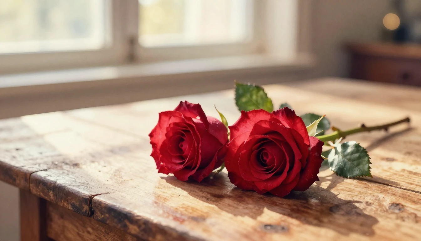 A beautiful watercolor painting of two delicate red roses in...