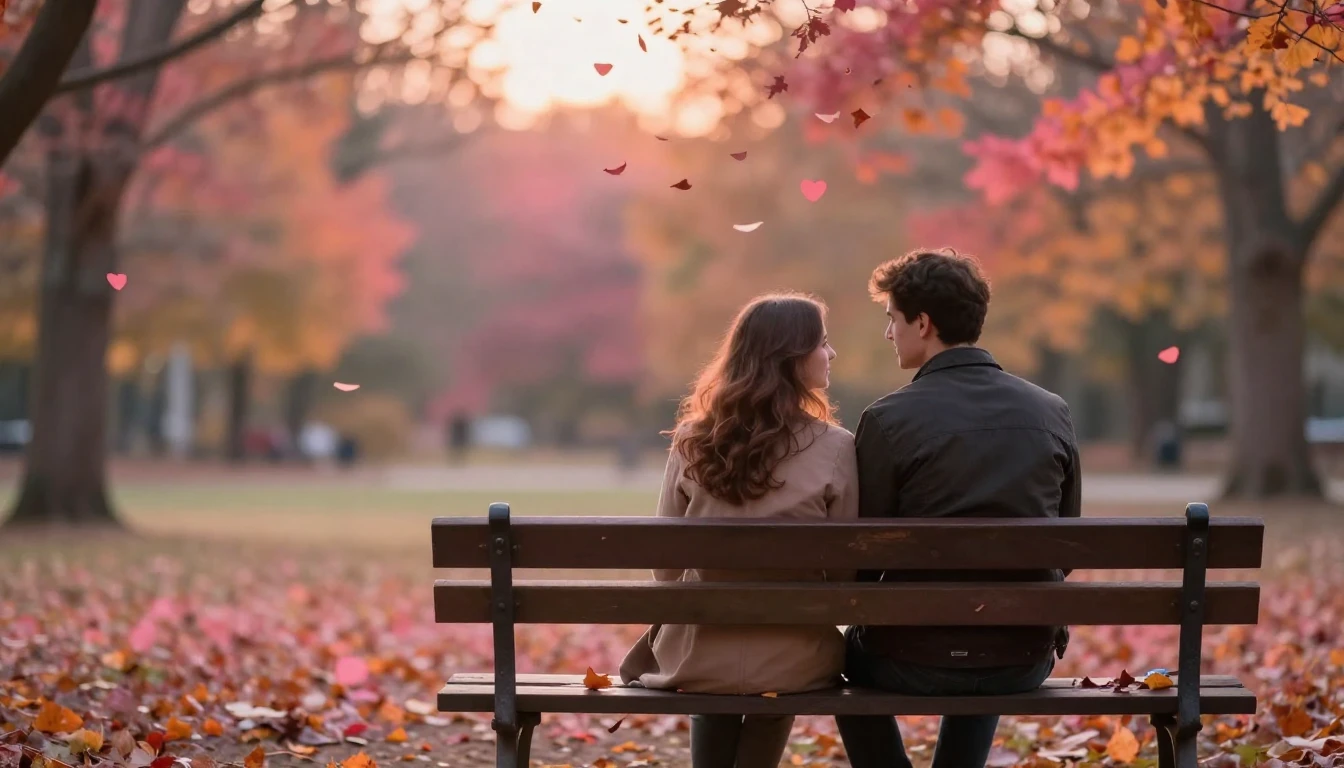 A romantic and intimate scene featuring a couple sitting on ...