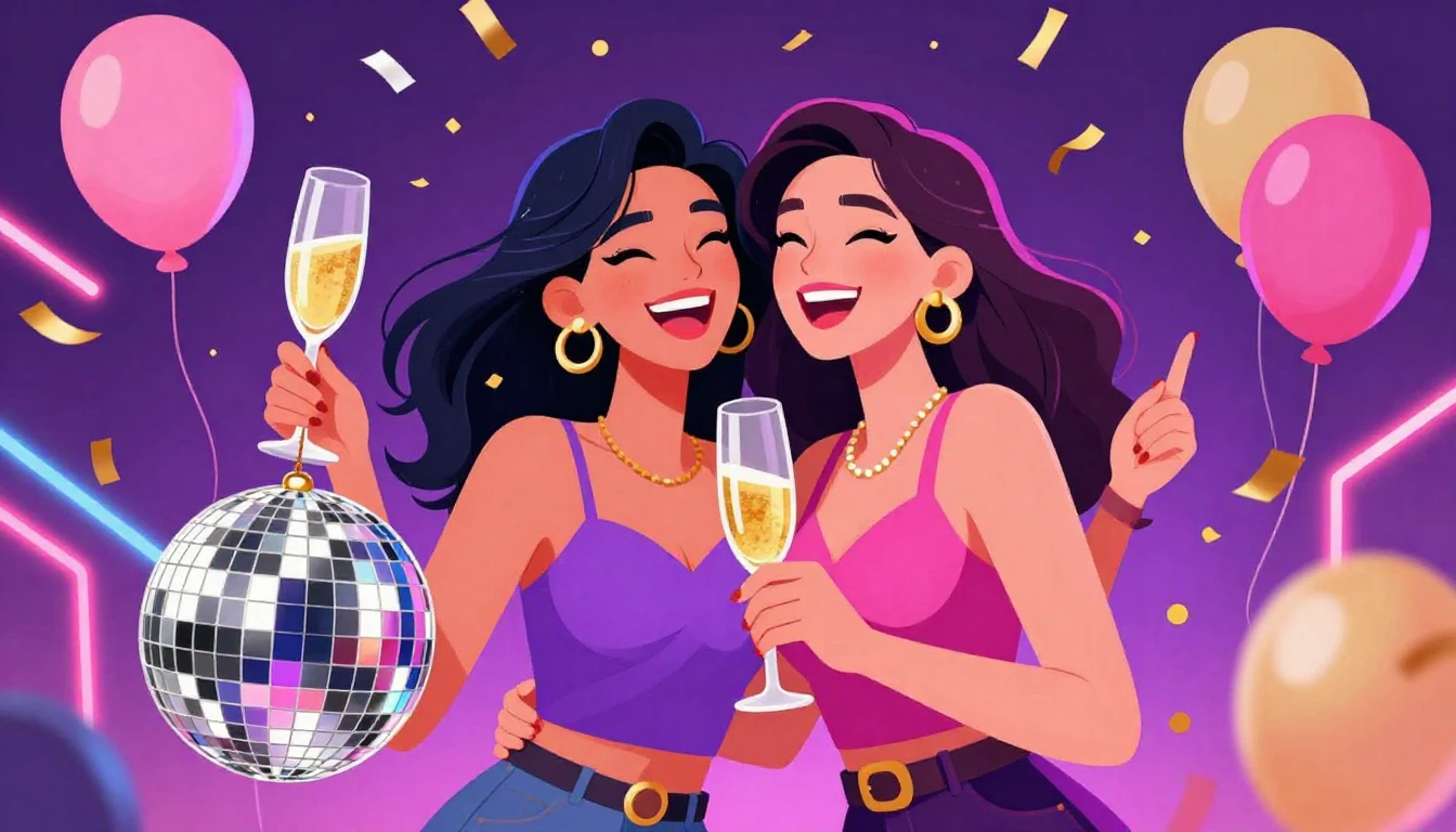 Vibrant digital art illustration for a pop song cover. Two y...