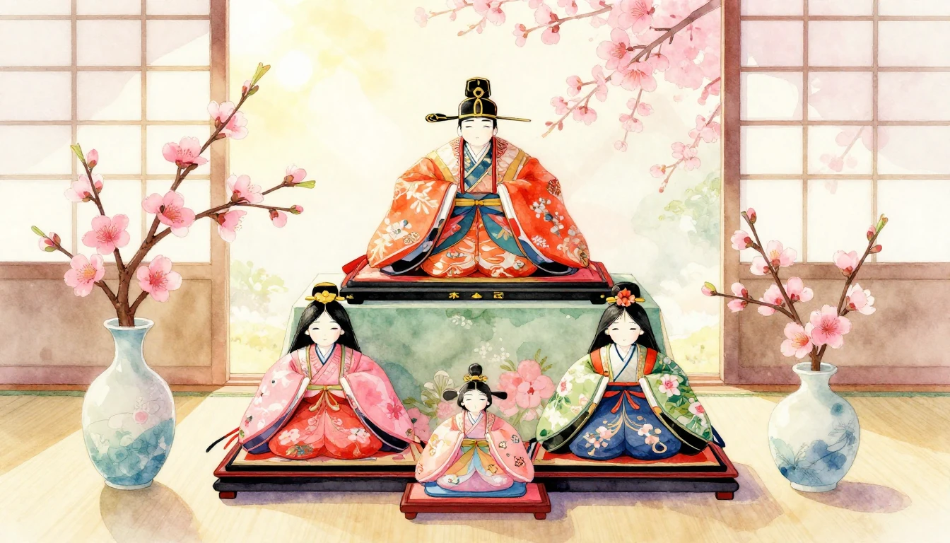 A warm and gentle watercolor painting illustrating a traditi...