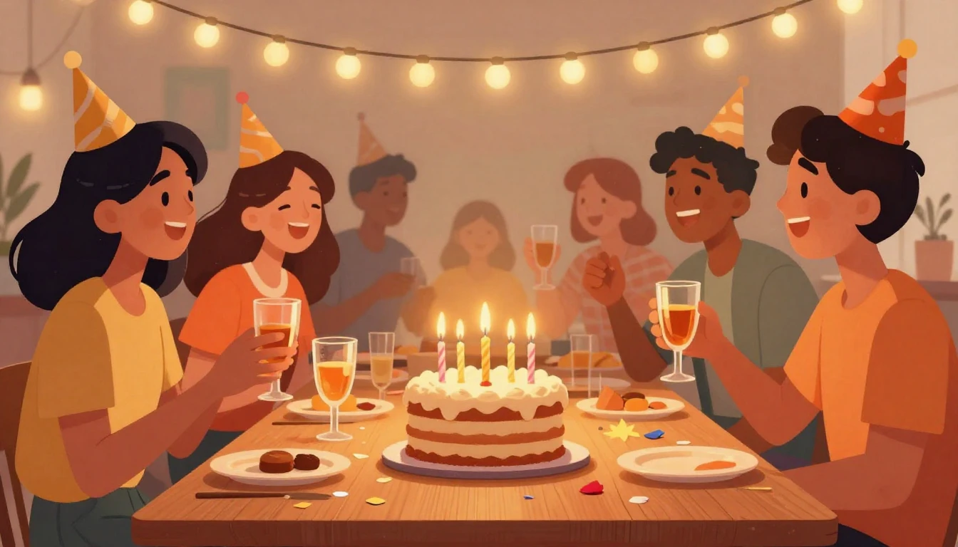 A vibrant and joyful digital illustration representing a bir...