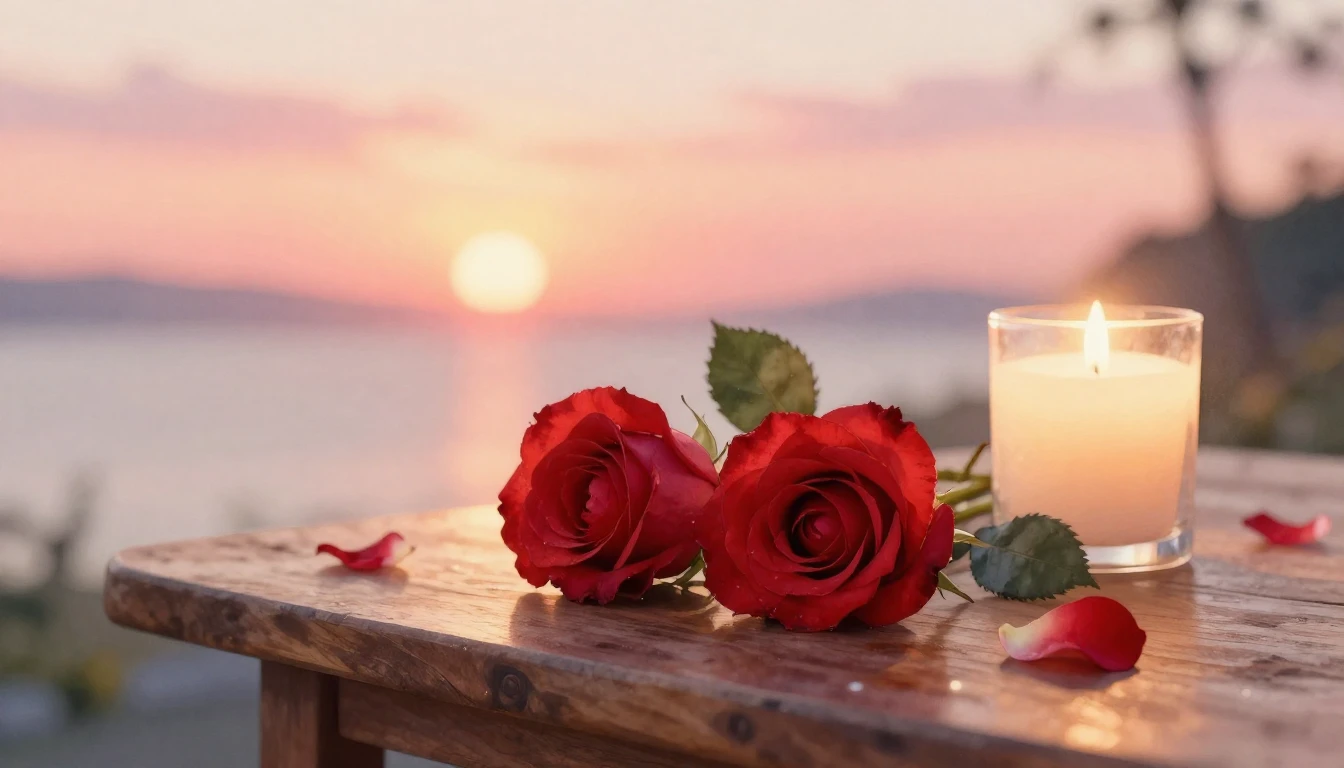 A beautiful watercolor painting of two delicate red roses re...