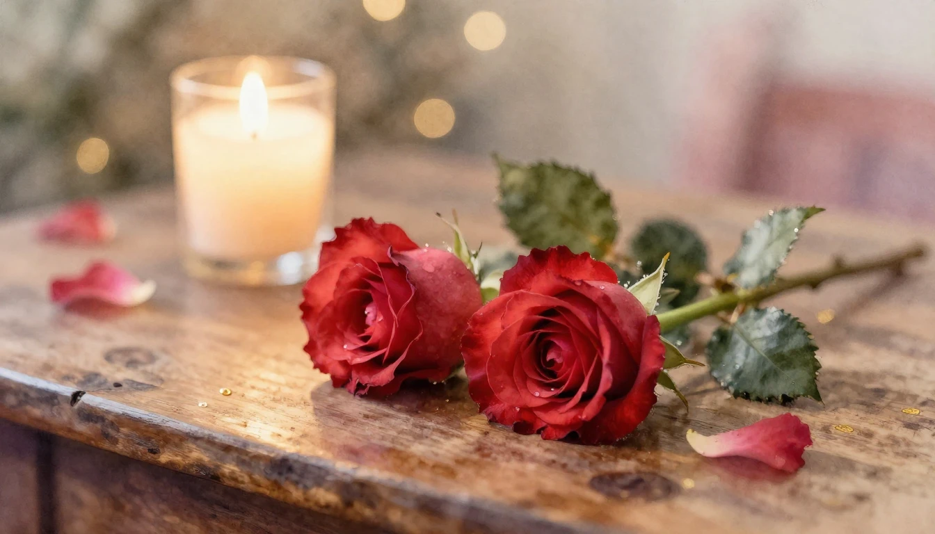 A beautiful watercolor painting of two delicate red roses ly...