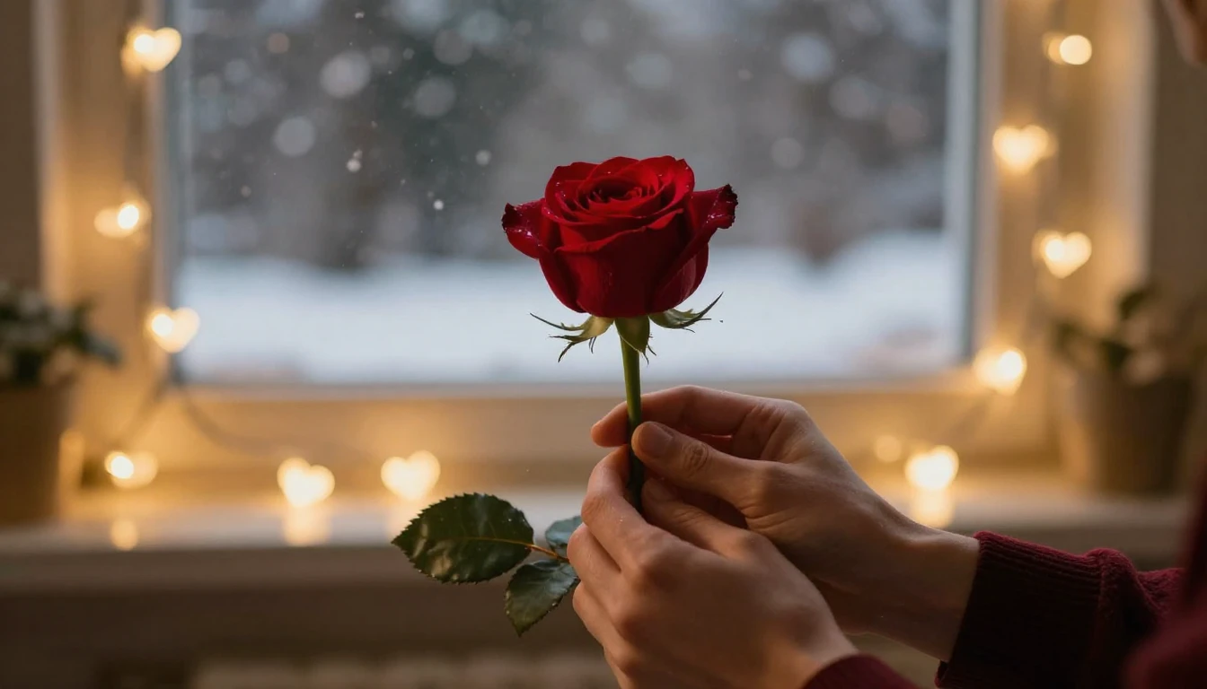 A cinematic and romantic scene featuring a pair of hands gen...