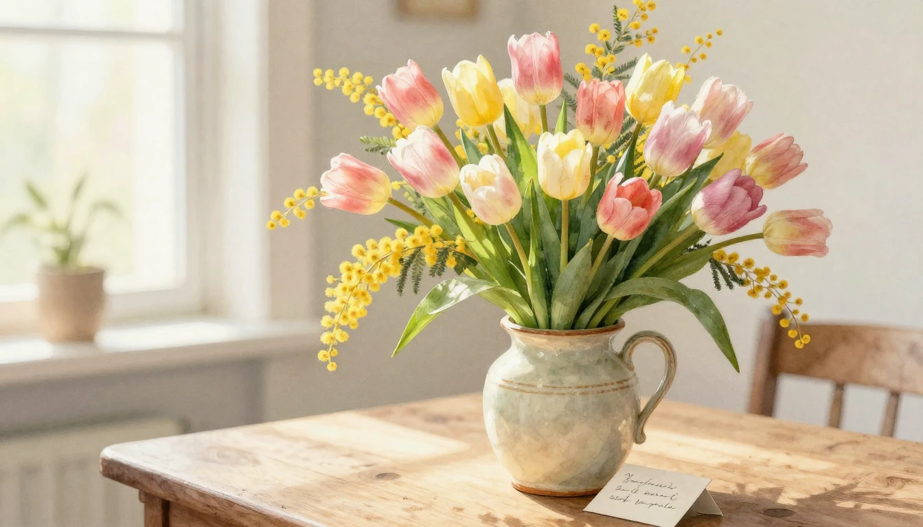 A beautiful artistic watercolor painting of a large, lush bo...