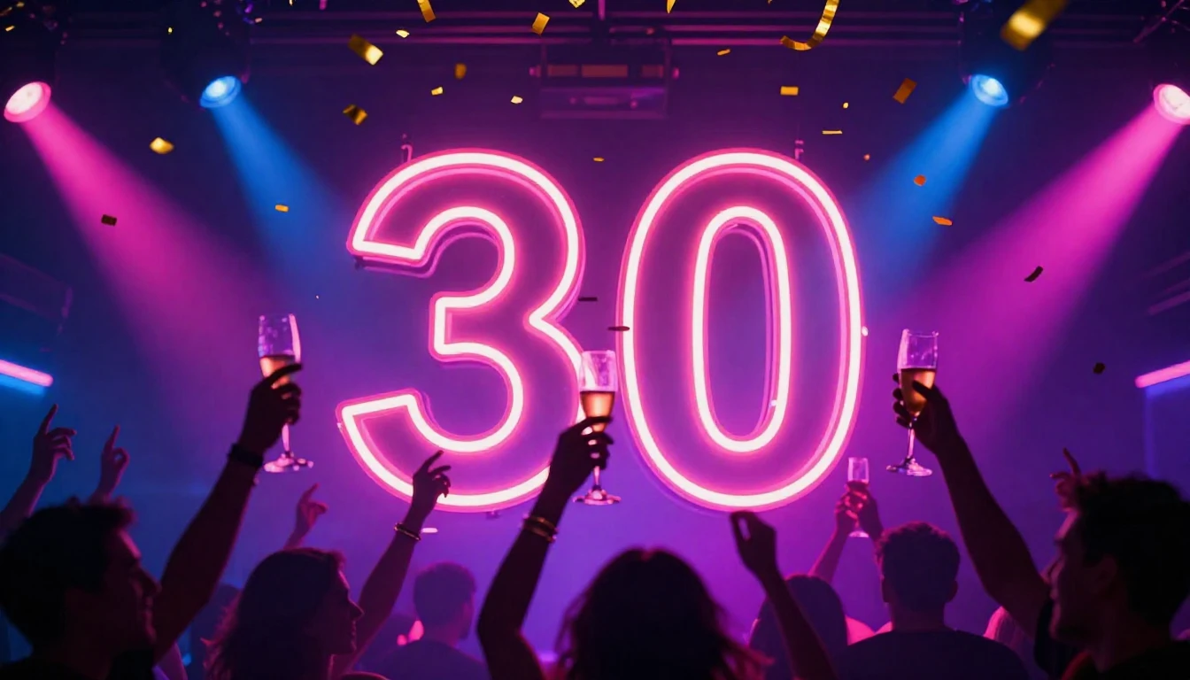 A vibrant and celebratory album cover design featuring a lar...