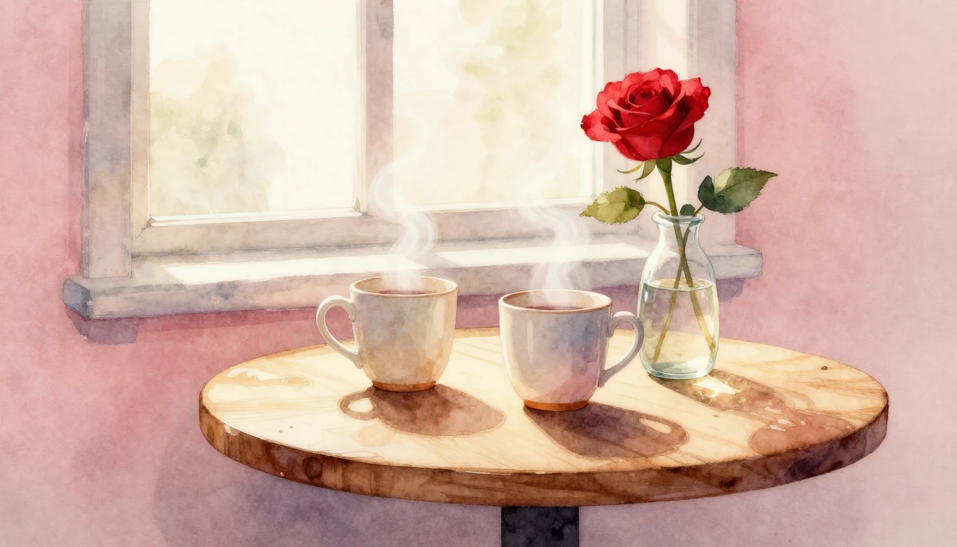 A soft and dreamy watercolor illustration of a cozy indoor s...