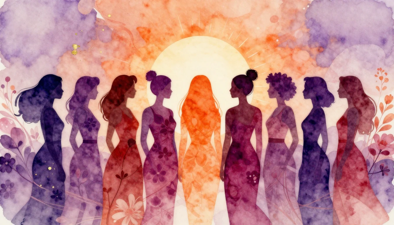 A vibrant watercolor painting depicting a diverse group of s...