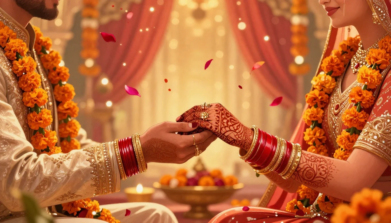 A vibrant digital illustration representing a traditional In...