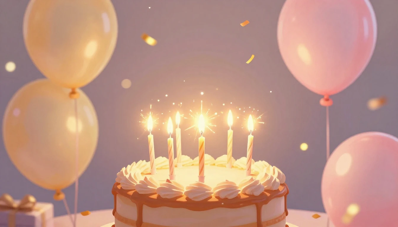 A festive and romantic birthday atmosphere, a beautifully de...