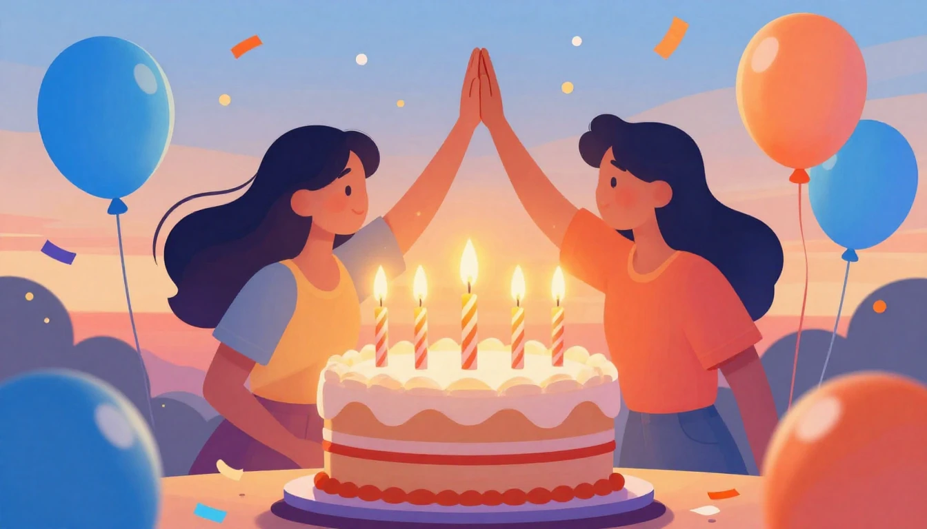 A vibrant and festive digital illustration symbolizing frien...