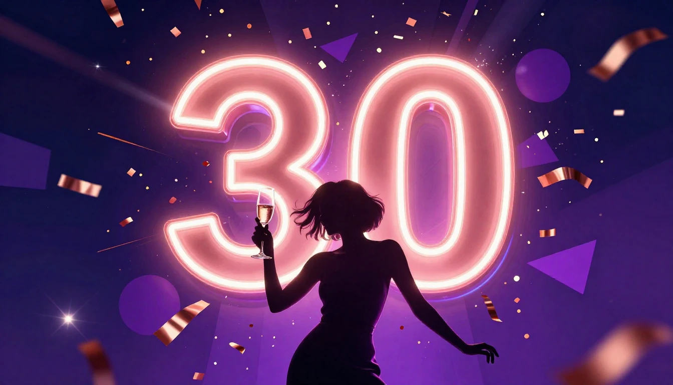 A vibrant and celebratory album cover design featuring a lar...