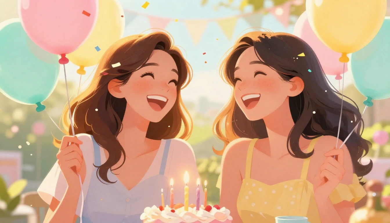 A warm and vibrant illustration celebrating female friendshi...