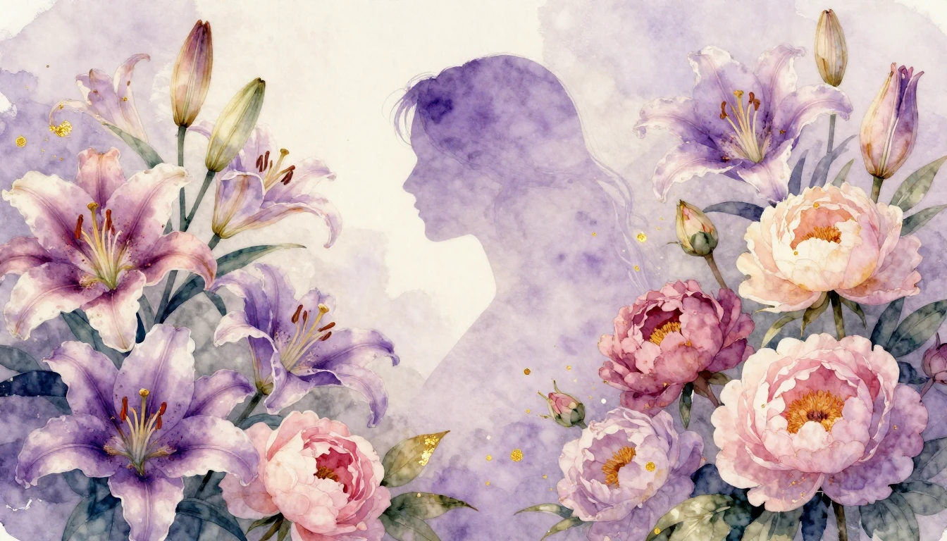 A beautiful watercolor painting of a diverse garden filled w...