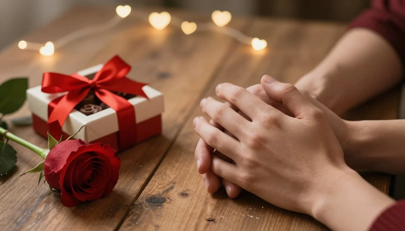 A romantic close-up scene for a Valentine's Day song cover. ...