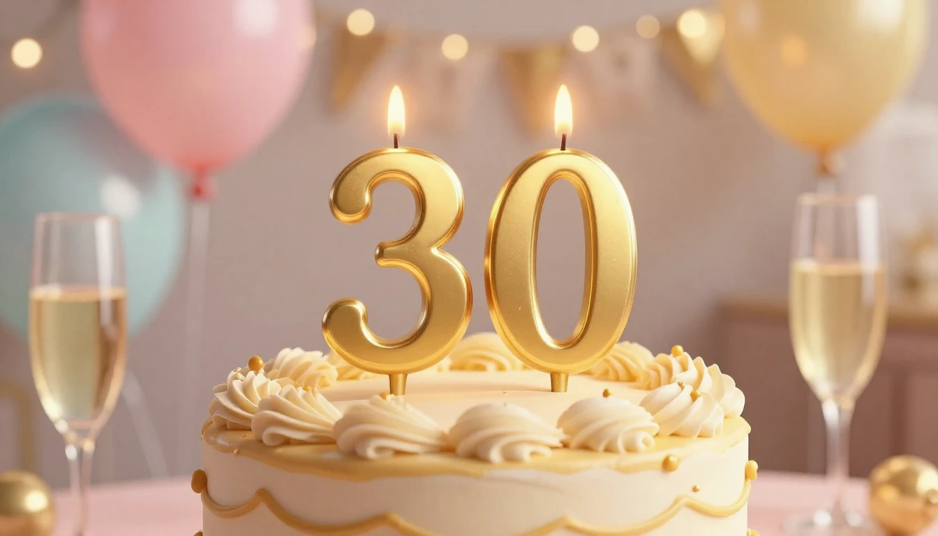 A warm and romantic close-up illustration of a birthday cele...