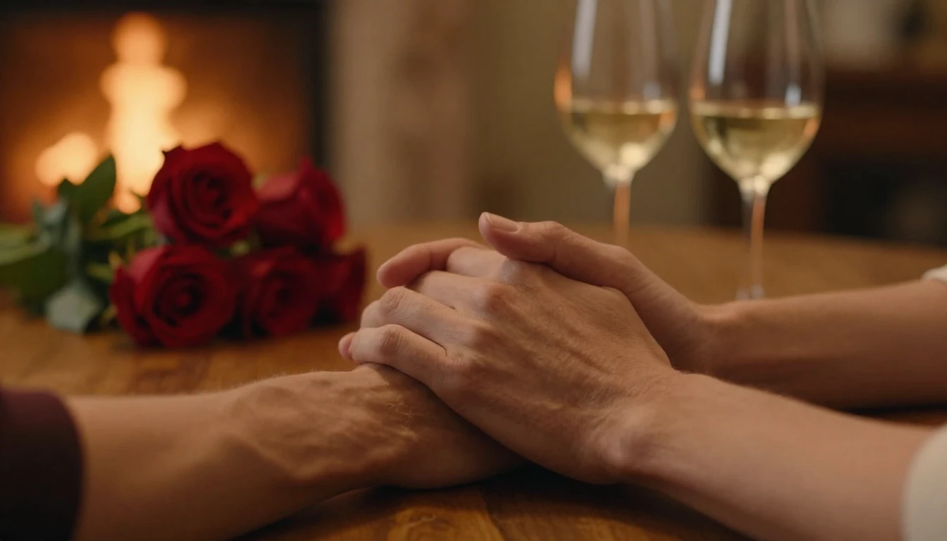 A close-up cinematic shot of two hands holding each other ti...