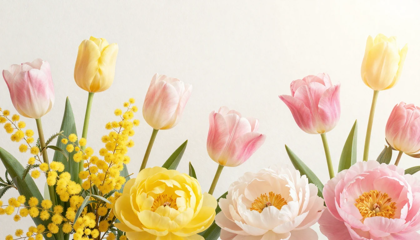 A vibrant and elegant composition featuring a variety of blo...