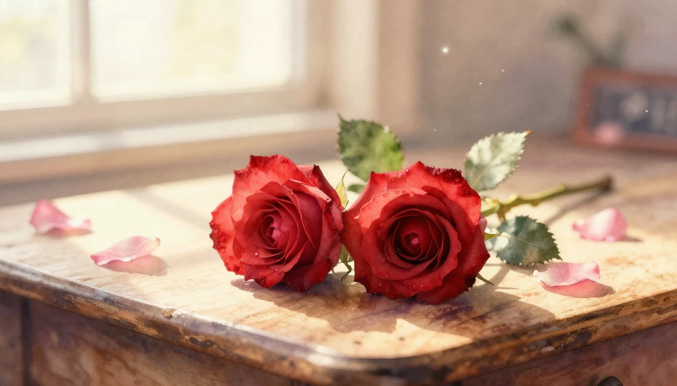 A beautiful and delicate watercolor painting of two intertwi...