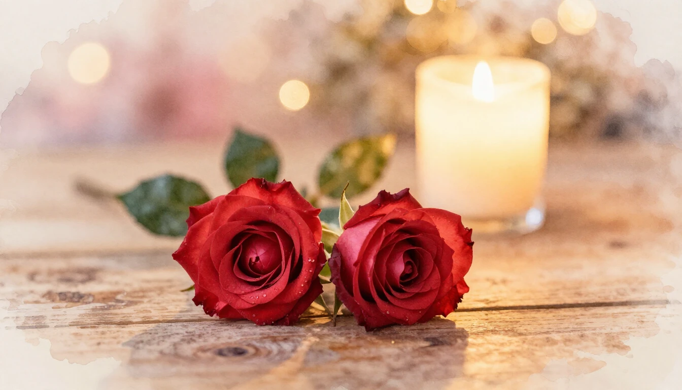 A beautiful watercolor painting of two delicate red roses ly...